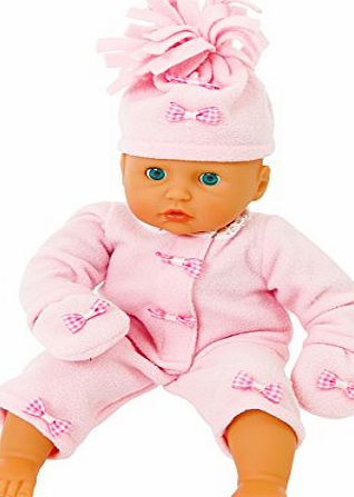 COMPLETE PINK FLEECE OUTFIT FOR 12-14 INCH[30-35 CM] DOLLS FROM FRILLY LILY SUCH AS GOTZ,COROLLE,ZAPF,MY LITTLE BABY BORN,MY FIRST BABY ANNABELL. [DOLL NOT INCLUDED]